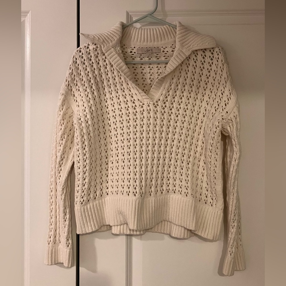 Cream Loft open-knit pullover - 100% cotton